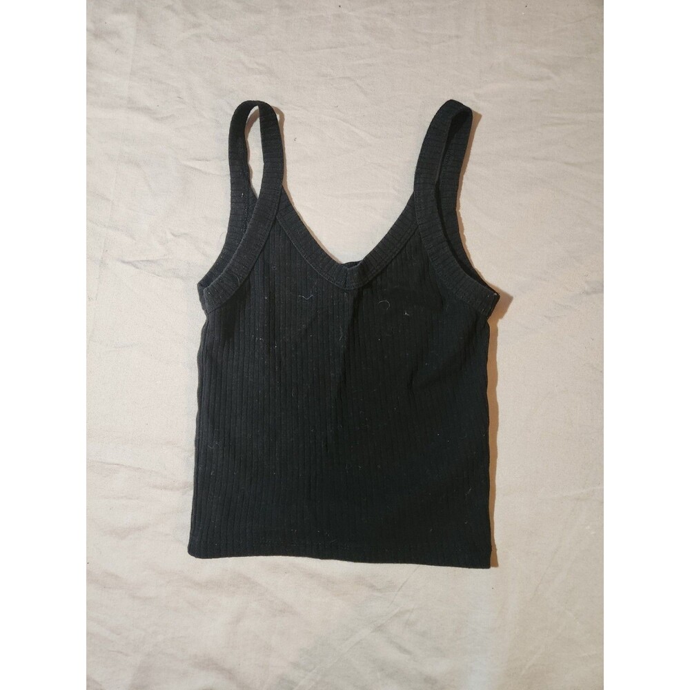 Wild Fable XXS Black Ribbed v - Neck Crop Top Stretch